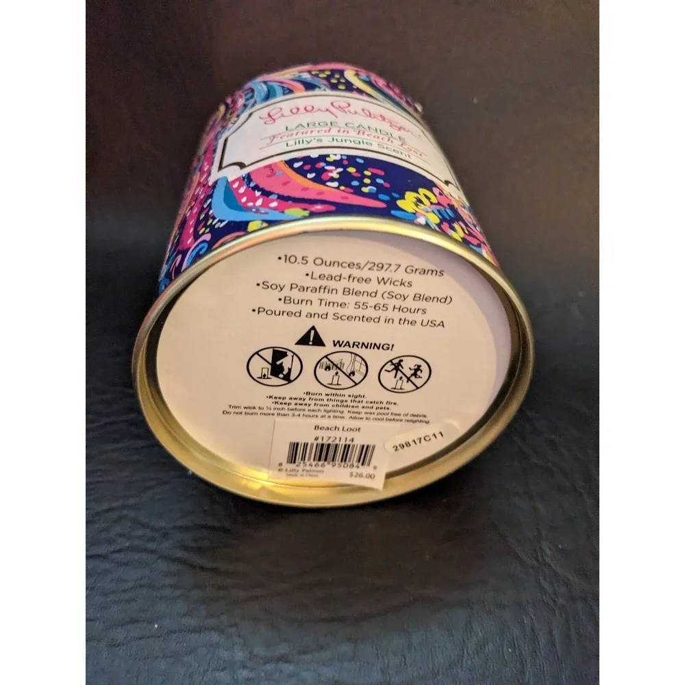 Lilly Pulitzer Beach Loot Large Candle Lilly s Jungle Scent Lidded Soy Blend NEW